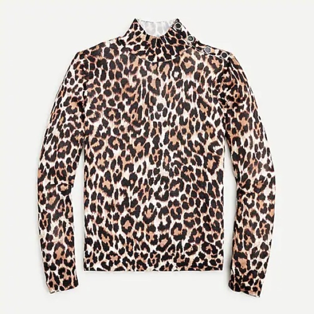 JCrew Silk-blend Shoulder-button Leopard Sweater